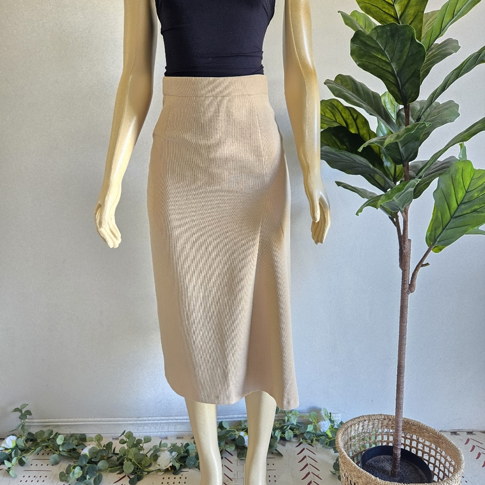 12Storeez Russia Formal Legant Tan Women's Midi Skirt Size S Beige Color Cream